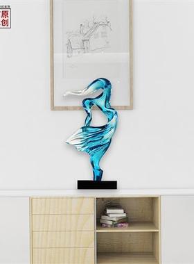 高档树脂装饰摆设仿琉璃蓝色艺术品酒店大堂雕塑摆件