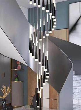 铝材旋转楼梯间长吊灯别墅创意个性公寓水晶灯北欧复式楼梯灯