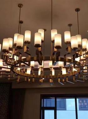 新中式大吊灯餐桌复式楼客厅大厅双层包厢餐厅灯酒店工程大堂饭店