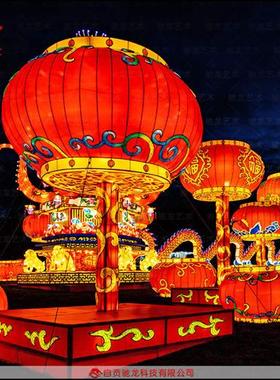 灯会制作公司传统布艺造型灯大型迎春花灯定制春节灯展设计制作