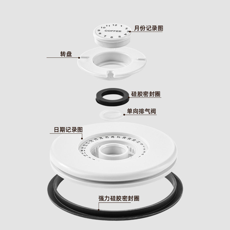 极速咖啡豆保存罐食品级单向排气咖啡粉密封罐真空奶Y粉储存盒储