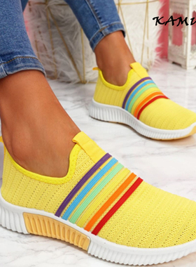 极速New Fashion Women Sneakers Rainbow ColorP Handmade Mesh