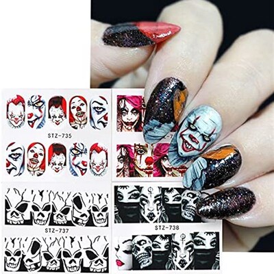 极速XIELIME 24 Sheets Halloween Nail StiKckers Day of The De