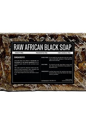 极速Sheanefit Raw Afrqican Black Soap Bar - For All Skin Typ