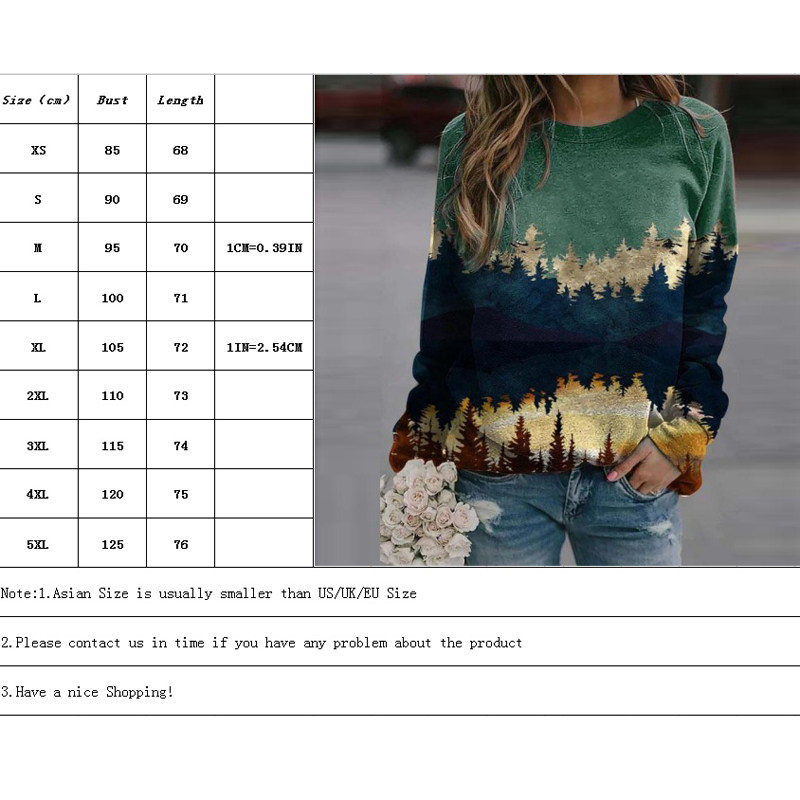 极速Woamens Fashion Print Sweatshirt Long Sleeve Casual Blo