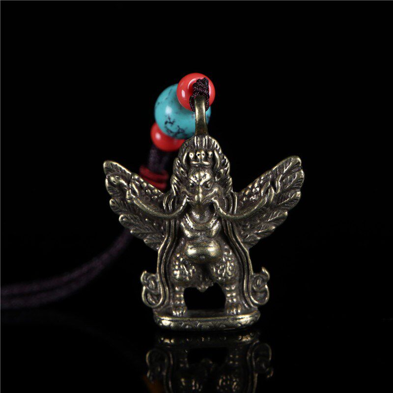 新品藏饰西藏吊坠尼泊尔手工金翅大鹏鸟吊坠纯铜护X法神车挂包挂