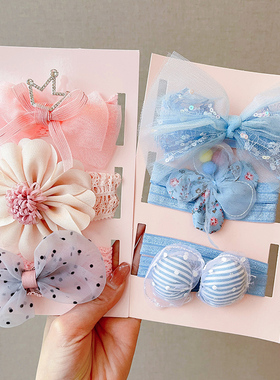 极速.3 Pcs/Set Floral Bows Baby Headband Dot Bowknot YHaarba