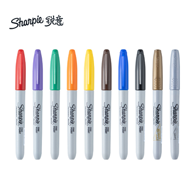 sharpie锐意签名笔防褪色金色马克笔油性速干耐用防水不褪色硬头明星签到墙签字笔美国三福无尘实验室记号笔
