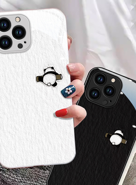 适用苹果15Pro手机壳14新款iPhone13可爱12mini玻璃11油画滚竹熊猫xsmax情侣8全包6s保护套7plus简约SE23时尚