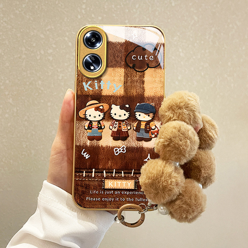 适用OPPOA98手机壳A97/6新款93s/92s可爱58x毛绒猫咪a55玻璃a36保护套a32全包A3活力版防摔A2Pro壳A1 5G