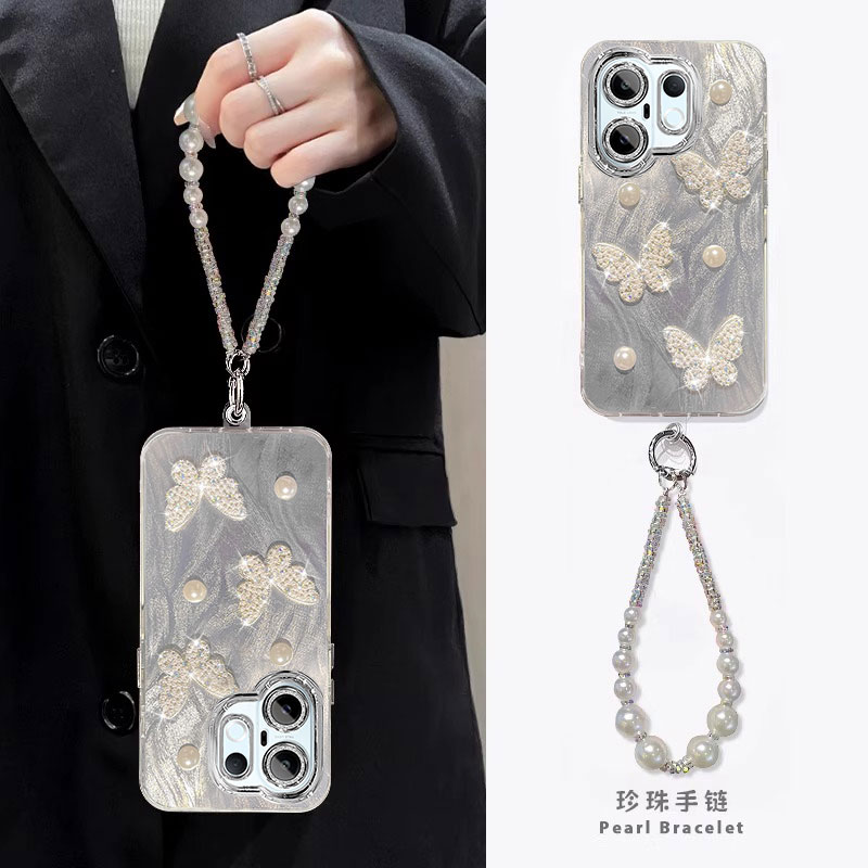 适用vivoS系列立体珍珠蝴蝶外壳