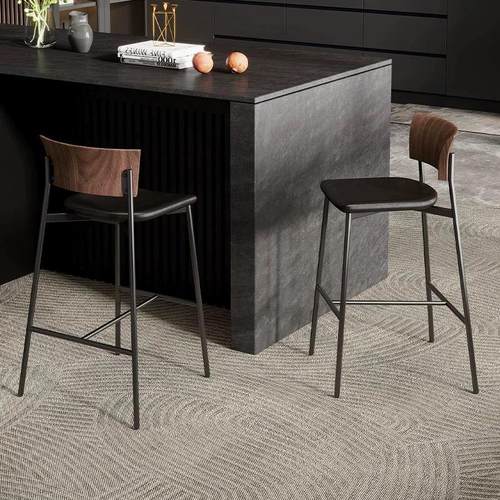 安然设计师意式极简家用高脚椅现代简约酒吧前台吧台实木靠背椅子