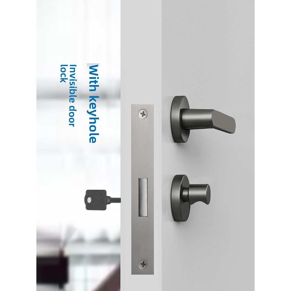 白色隐形门锁上反锁微孔隐藏暗门双面锁带钥匙暗室隐藏黑色镍色