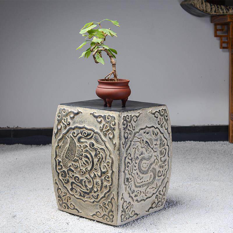 彷石方门墩老旧人造石墩子底座庭院户外门口石台石鼓摆件石凳单个