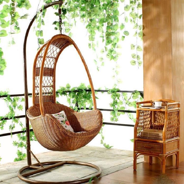 真藤吊椅印尼藤秋千鸟巢吊篮阳台庭院躺椅户外摇椅藤木椅厂家
