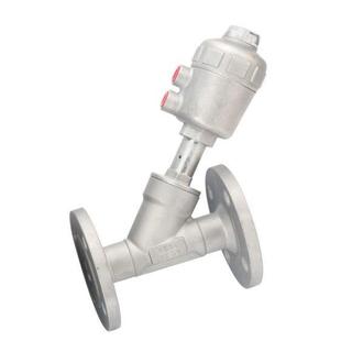 304不锈钢气动法兰角座阀蒸汽耐高温阀 DN32 40 50