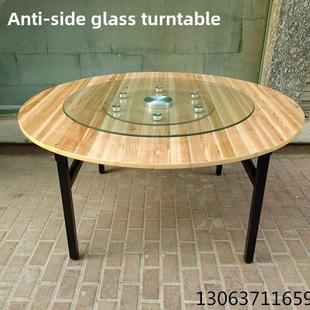 折叠式大圆桌反侧隔断辅助轮转盘酒店餐厅家庭聚会餐桌折叠式圆桌