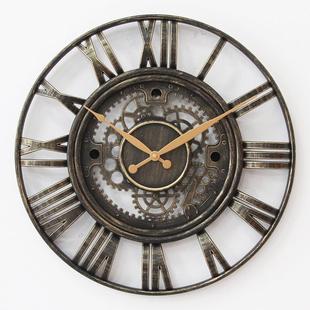 欧式 圆形客厅齿轮挂钟51厘米时钟表镜音圆形20英寸免打孔大气别墅
