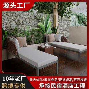户外休闲躺床沙滩游泳池阳台海边阳光房度假酒店贵妃双人民宿躺椅