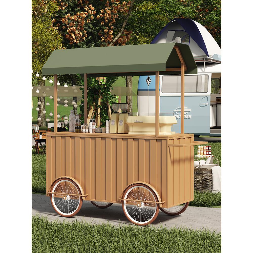 创意营地摆摊小推车咖啡奶茶移动餐车集市促销展示车流动贩卖车