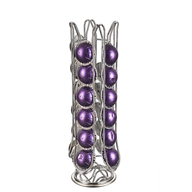 OASISWJ旋转咖啡胶囊收纳架大号胶囊架子铁艺旋转可存24颗VERTUO