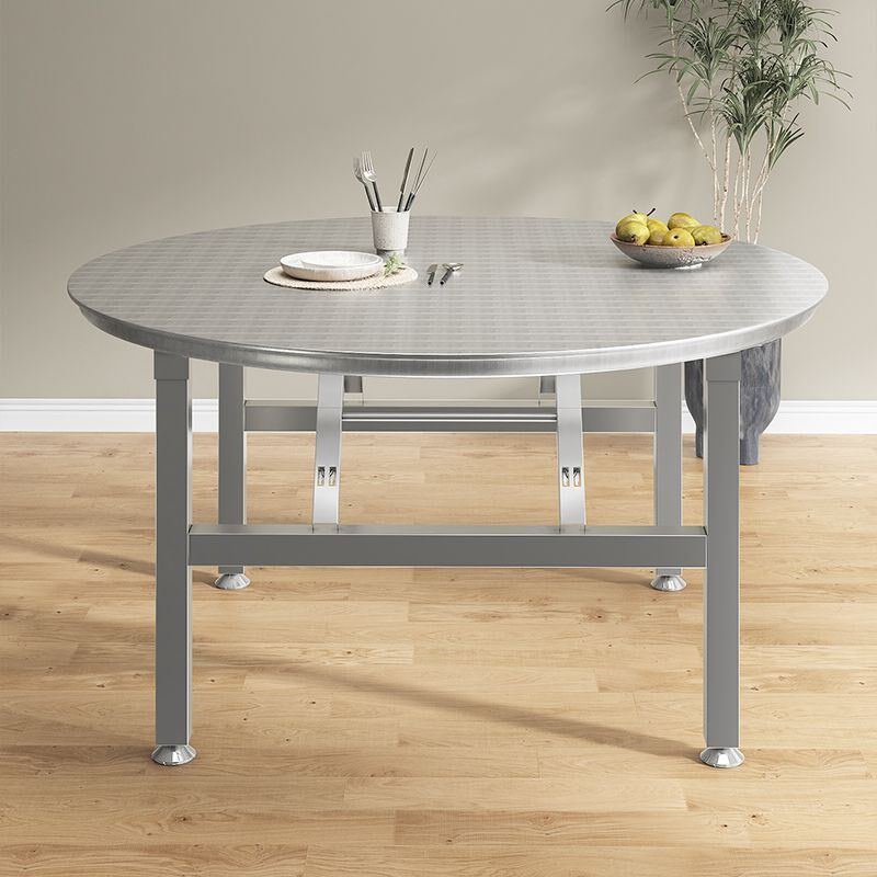 加厚不锈钢可折叠圆桌子户外w摆摊长方形家用餐桌出租房吃饭圆台