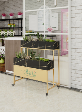 摆摊可移动阶梯多层花店方桶铁艺鲜花假花架子花店花桶展示架花架
