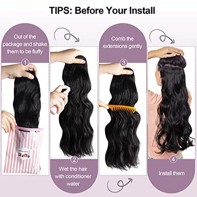好货Fashion Line Clip in Hair Extensions for Women 6PCS Thic