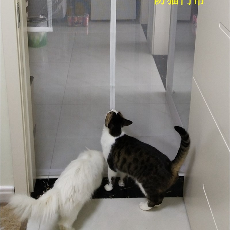 防猫门帘软隔断窗纱网门栏挡猫宠物防逃订制纱窗门无轨软纱门拉炼