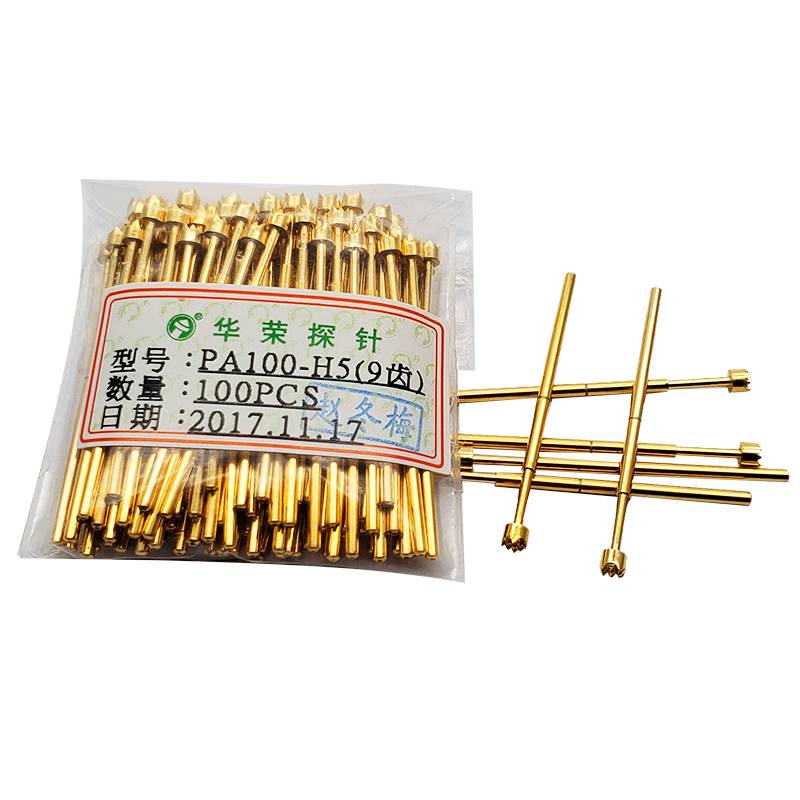 探针P100-H5 1.36mm顶针测试针PA100镀金探针头部2.5mm梅花头