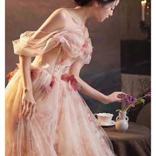 美神降临 玫瑰殿下新娘结婚敬酒服晨袍宴会主持人婚纱晚礼服19698