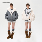 10AMsotiiiiired重工满天星细闪毛毛外套保暖双面穿宽松卫衣上衣