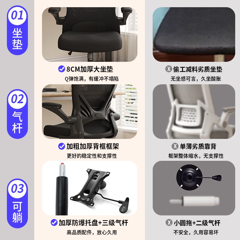 办公座椅舒适久坐电脑椅可升降家用办公椅M子人体工学椅电脑椅子