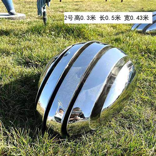 户外不锈钢鹅卵石头雕塑几何镜面园林景观小品草坪水池售楼部摆件
