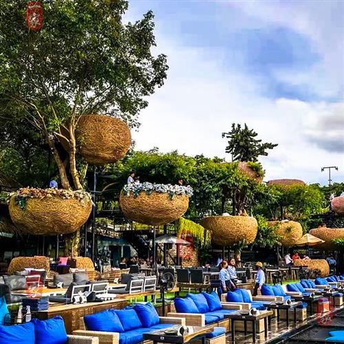 户外网红秋千户外落地巴厘唯美藤编卡座吊椅室外秋千景区打卡道具