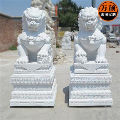 曲阳石雕广西湖南汉白玉北京石狮子雕塑摆件地产售楼部动物石雕