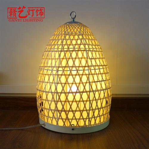 中式复古落地灯客厅卧室走廊竹艺灯具酒店客栈日式榻榻米落地台灯