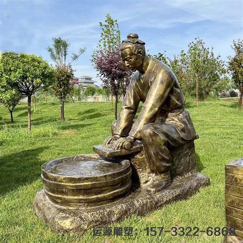 酒文化玻璃钢雕塑仿铜铸铜喝酒品酒制酒酿酒工艺流程大型人物摆件