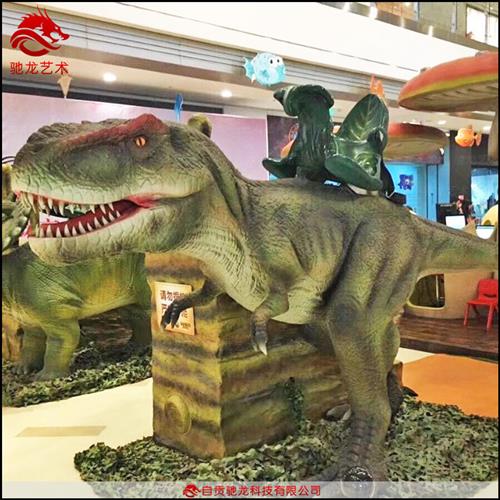 仿真乘骑恐龙商场超市大型骑行会动会叫摇摆恐龙坐骑模型厂家