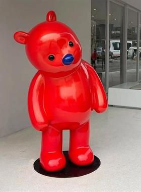 网红占占兔子熊雕塑户外商场大型玻璃钢卡通熊落地装饰大摆件