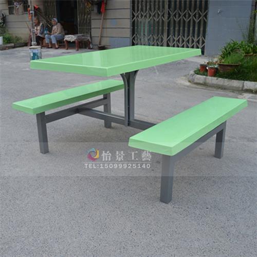 广东深圳玻璃钢四人位六人位八人位连体餐桌椅饭堂食堂快餐桌椅