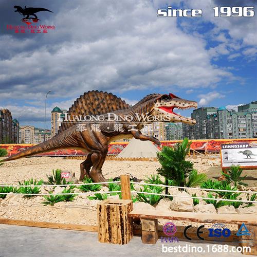 大型仿真硅胶恐龙模型制作工厂远红外线感应棘龙户外景区装饰摆件