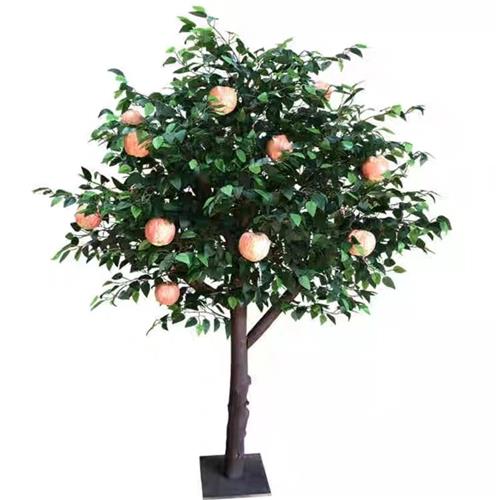 仿真假树果树苹果柿子橘子山楂树装饰实木大型装饰室内花艺