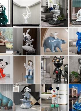 卡通动物玻璃钢雕塑定制开业软装饰户外造景抽象网红落地摆件