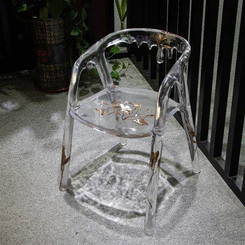 酒店水晶凳子办公室网红吧椅透明环氧树脂休闲家具水滴椅立体