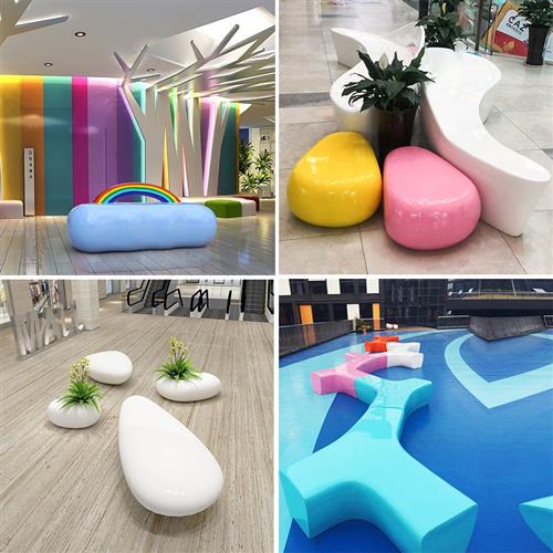 商场玻璃钢座椅可定制长条坐凳花盆休闲椅玻璃钢树池卡通雕塑户外