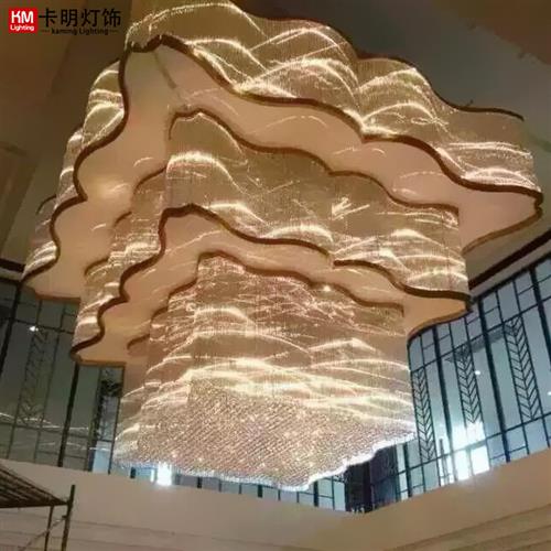 新中式客厅灯简约现代别墅复式楼酒店大厅售楼部水晶吊灯