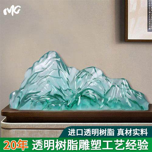 轻奢山石系列透明雕塑装饰品客厅电视柜网红创意摆件大型水晶饰品