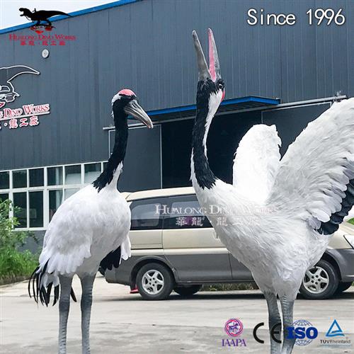 动物模型电动飞禽仿真仙鹤手工粘毛栩栩如生商场展览馆动物园美陈