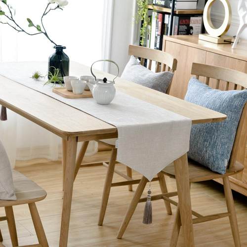 棉麻北欧简约日式新中式茶禅意茶席餐桌茶几桌旗可定制